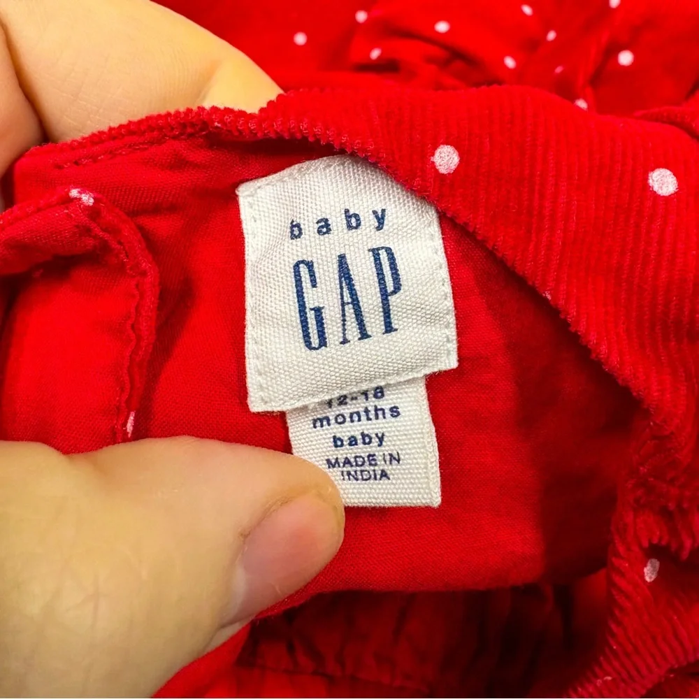 Baby Gap Red & White Polka Dot Sleeveless Ruffle Detail Dress Toddler 12-18M
